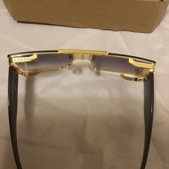 Gray Sports Sunglasses Grey Rivet Metal Frame Large Square Gold Frame